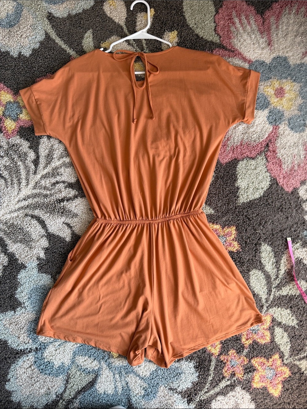 Zenana Soft Warm Orange Dolman Sleeve Romper Size Medium Fall Transitional - Picture 4 of 5